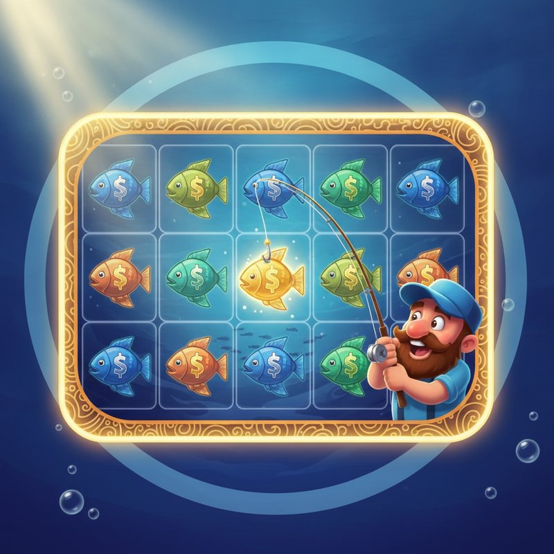 Fishin Frenzy free spins round with fisherman wild collecting fish prize values on screen